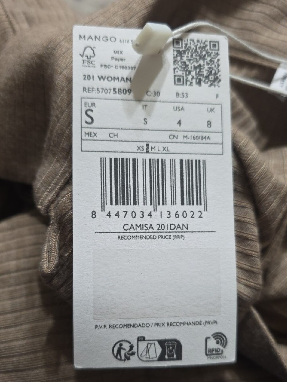 Mango Camel Ribbed Button-Down Shirt - Picture 4 of 6